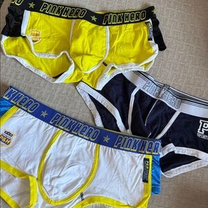Pink Hero Briefs/ Trunk Bundle.- Yellow, White, and Navy, LG